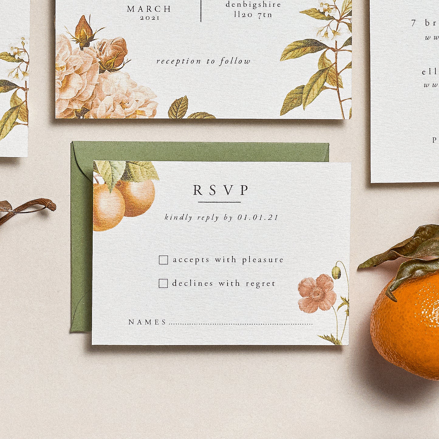 Le Jardin RSVP Card with Return Envelope
