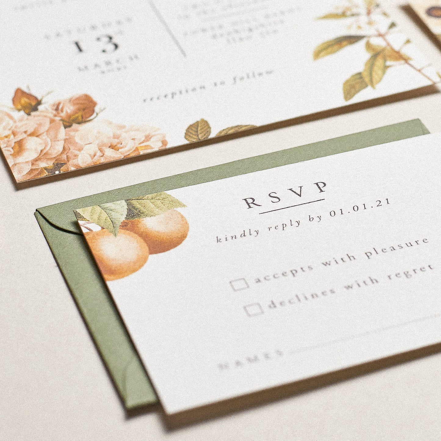 Le Jardin RSVP Card with Return Envelope