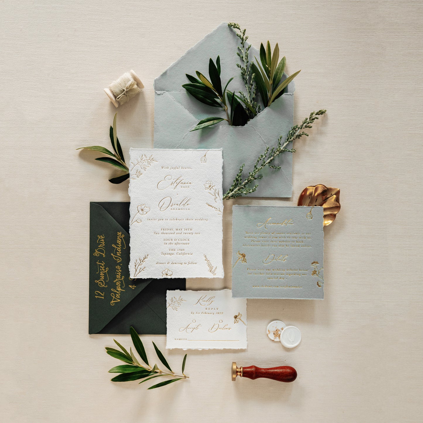 Flora Sage/Ivory Details Card