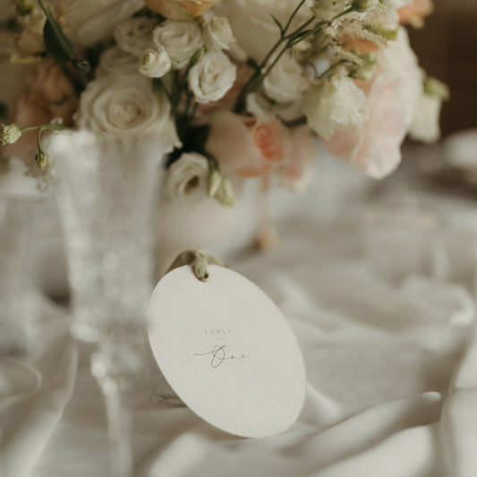 Oval Ribbon Sage Green Table Number