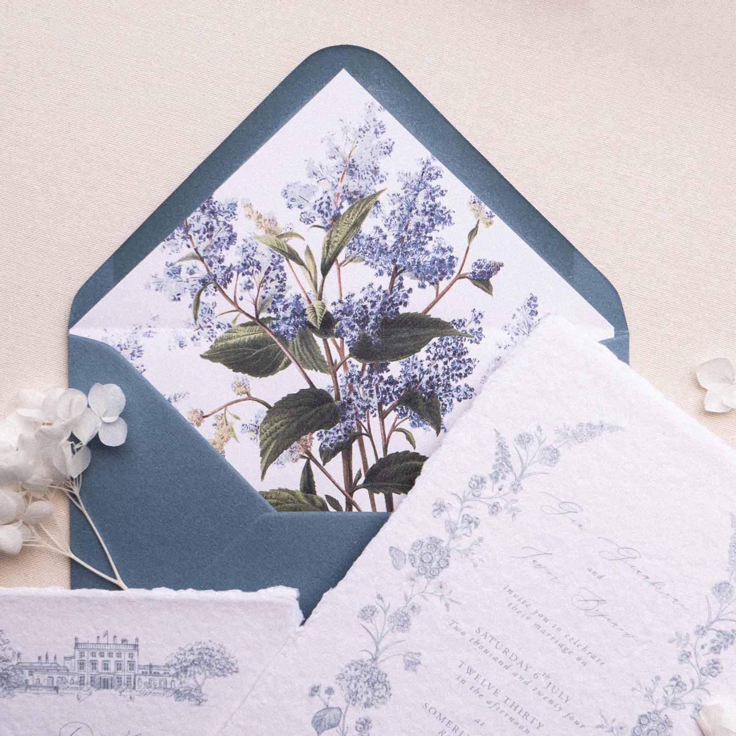 Les Fleur Invitation with Patterned Envelope