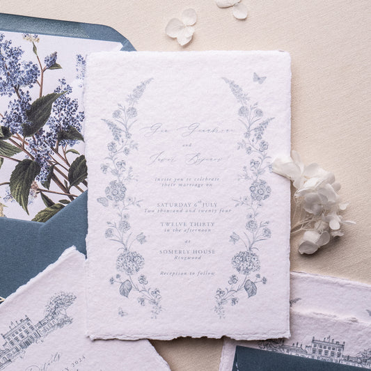 blue wedding invitation