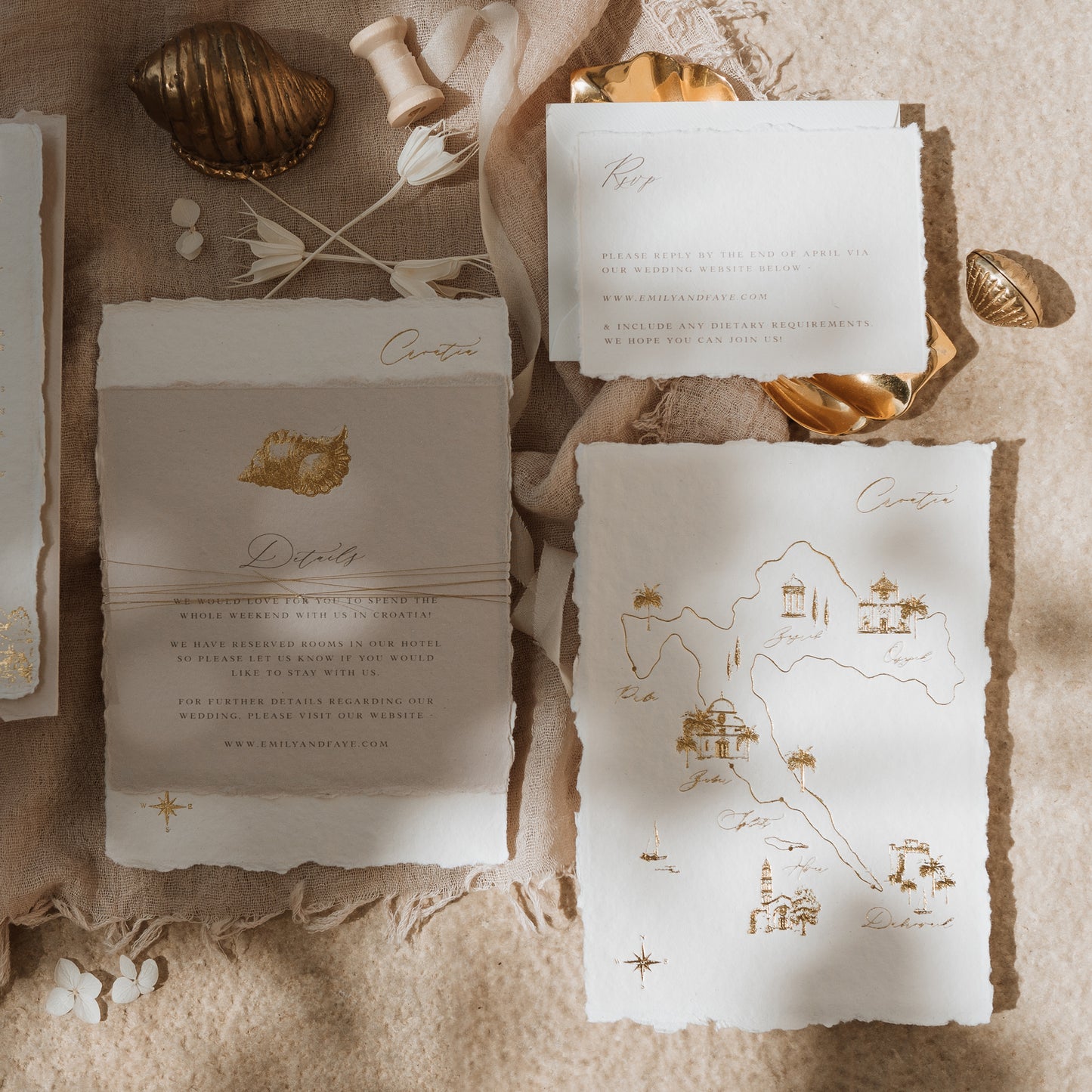 Destination Wedding RSVP Cards - Handmade Paper