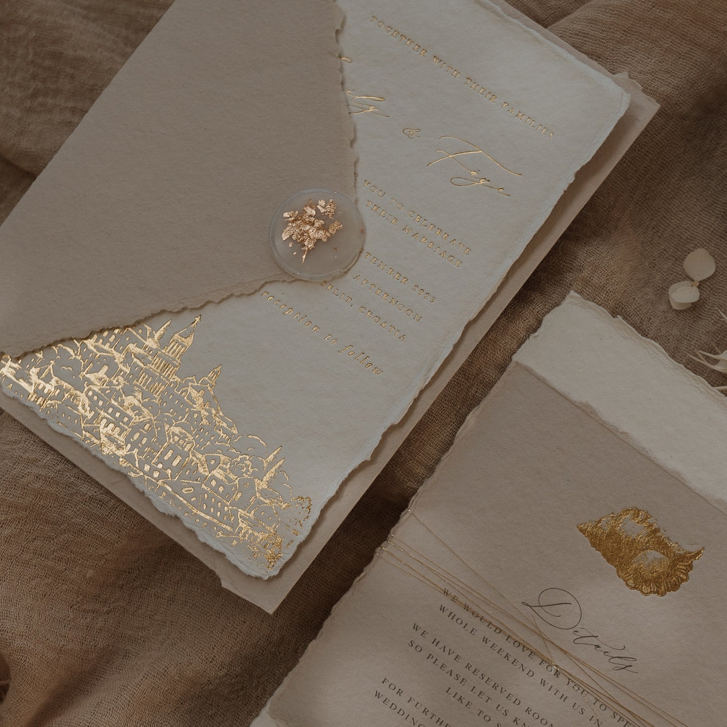 Destination Wedding Invitation - Handmade Paper