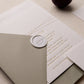 letterpress wedding venue illustration invitation with gold foil text on thick luxe ivory card