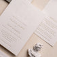 letterpress wedding venue illustration invitation with gold foil text on thick luxe ivory card