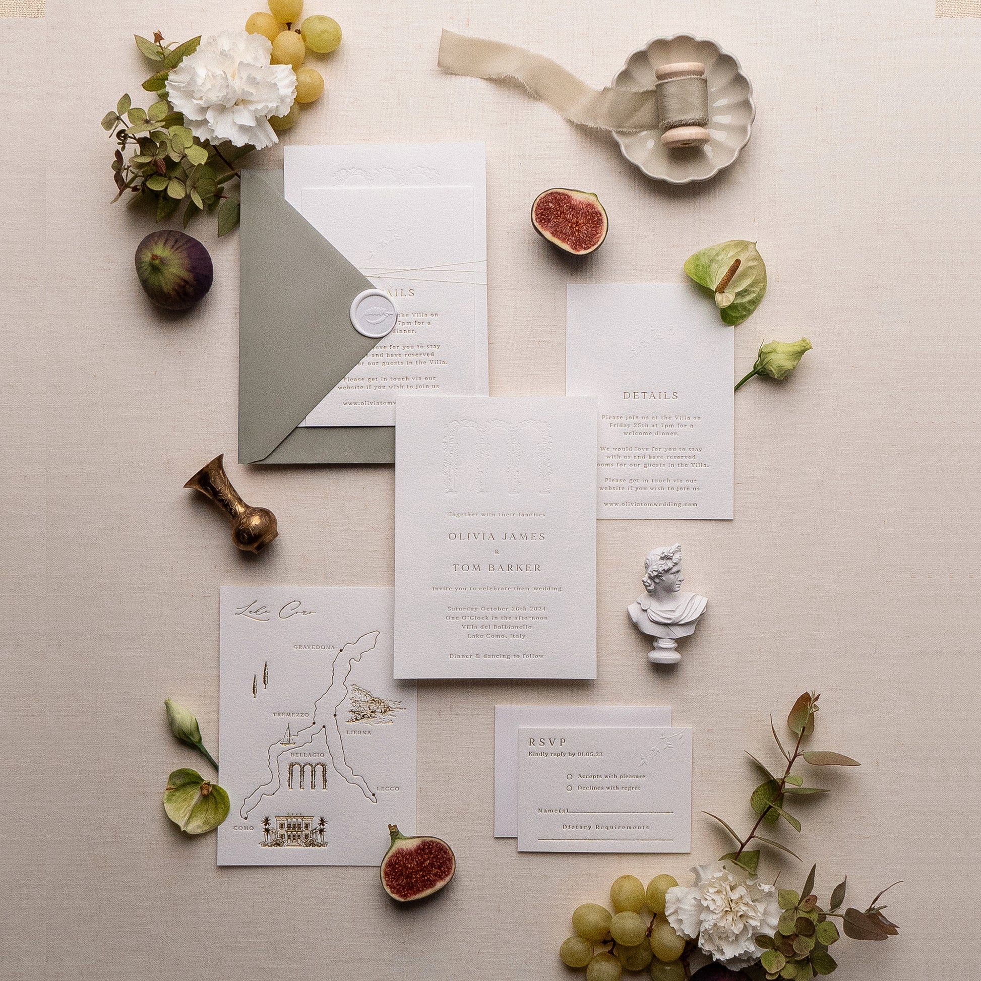 bespoke wedding map cards printed in gold foil on thick luxe ivory card