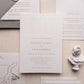 letterpress wedding venue illustration invitation with gold foil text on thick luxe ivory card