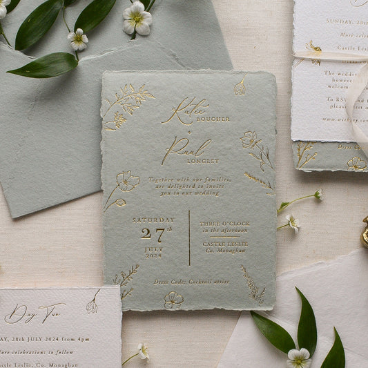 sage green wedding invitation