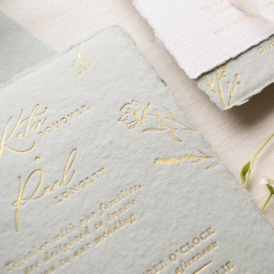 sage green wedding invitation