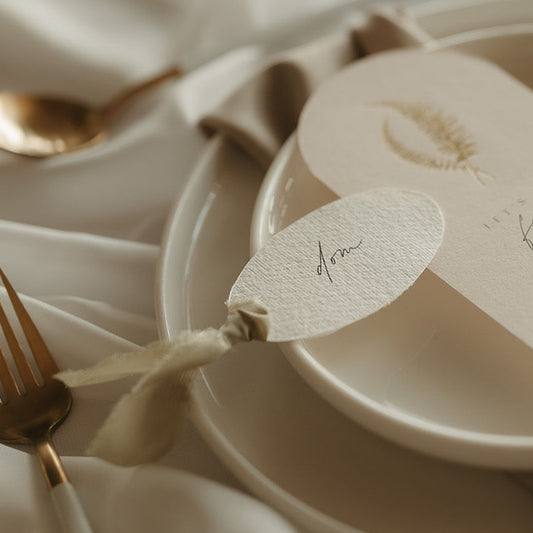 Oval Ribbon Sage Green Place Cards