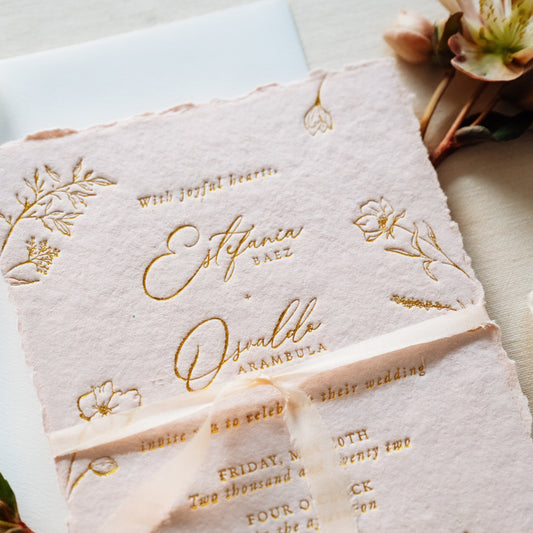 blush wedding invite