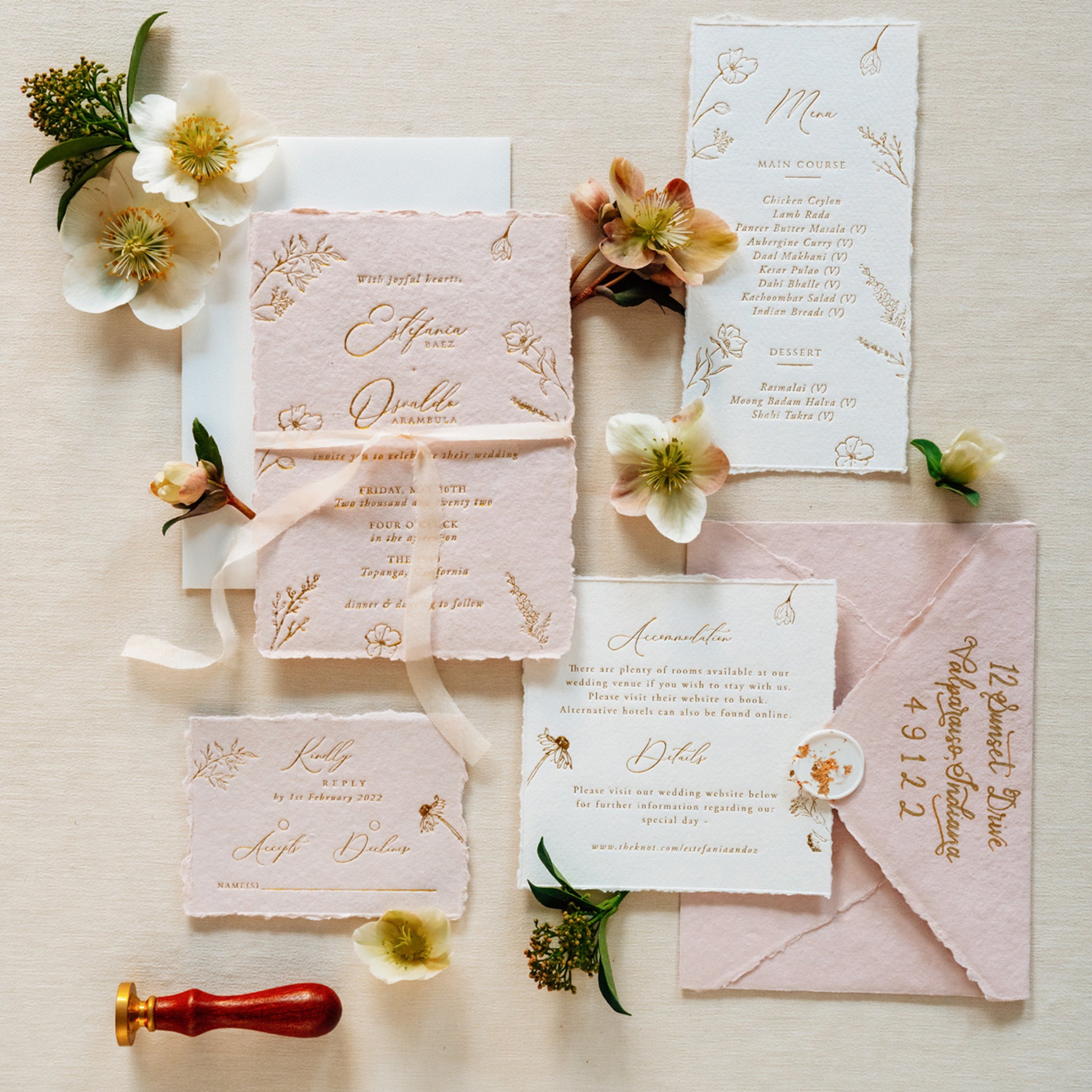 blush wedding invite