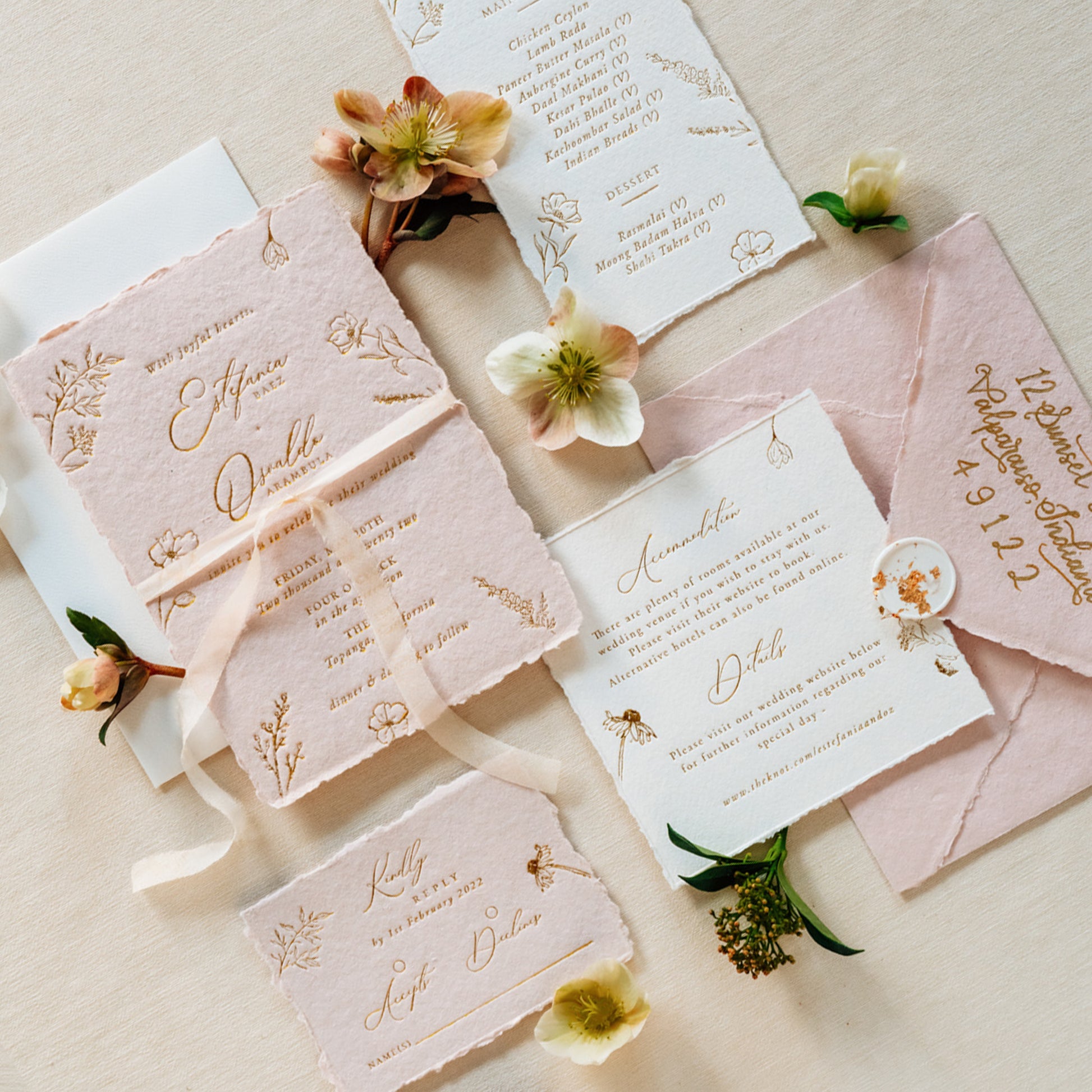 blush wedding invite