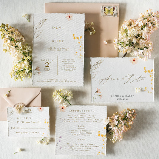 Boho Garden Gold RSVP Card with Return Envelope