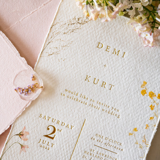 Boho Garden Gold Invitation