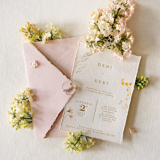 Boho Garden Gold Invitation