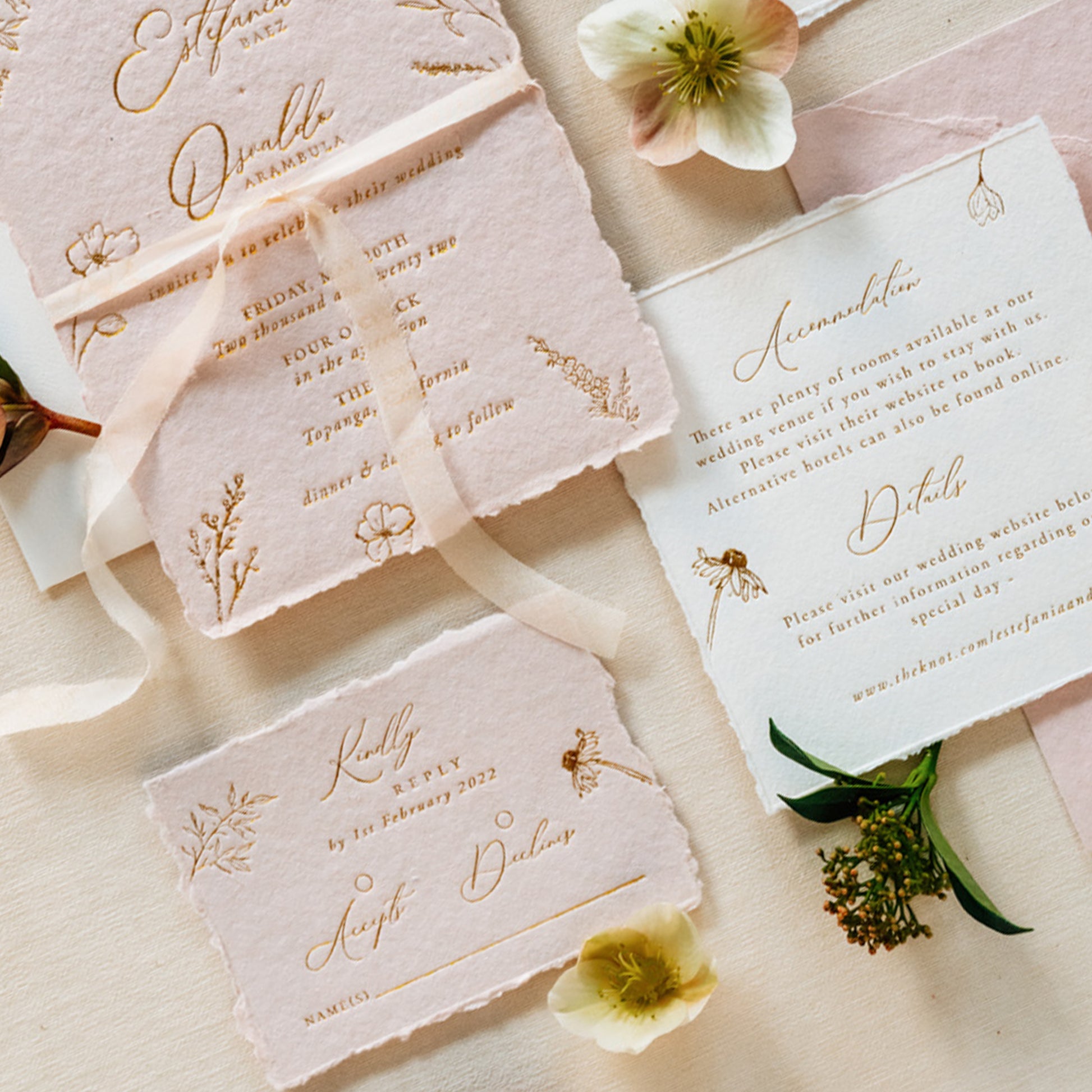 blush wedding invite