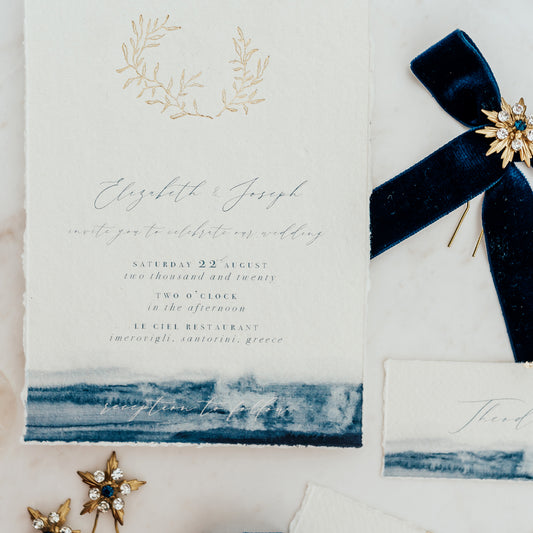 Santorini Invitation with Patterned Envelope