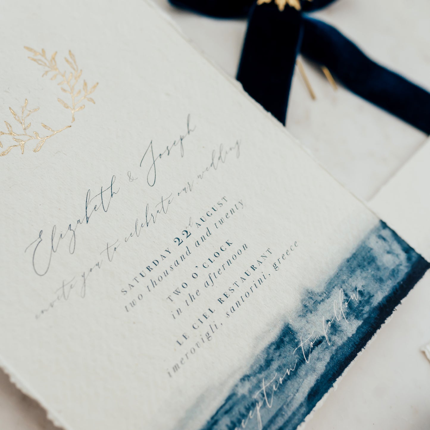Santorini Invitation with Patterned Envelope