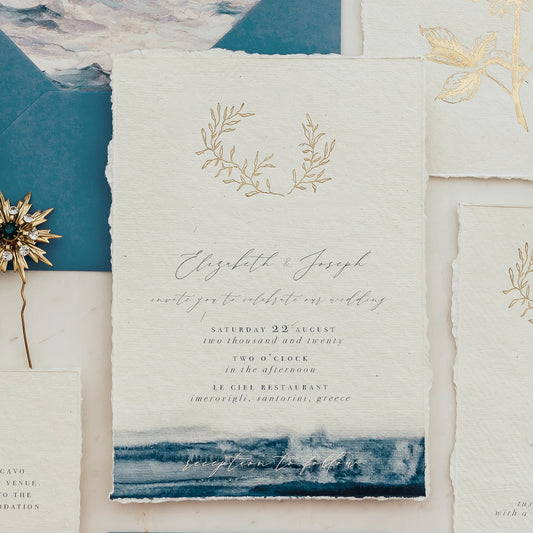 Santorini Invitation with Patterned Envelope