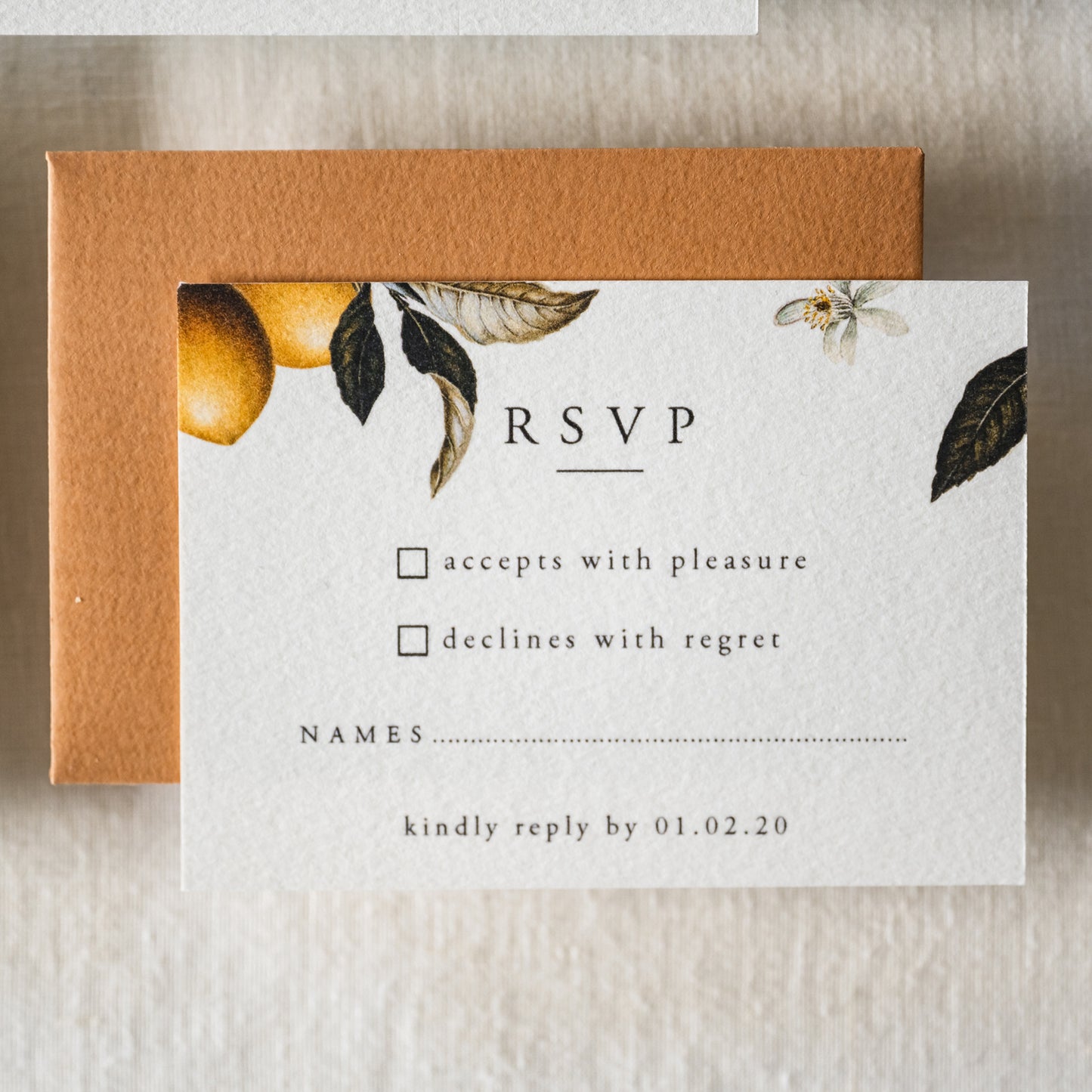 Lemon RSVP Card with Return Envelope