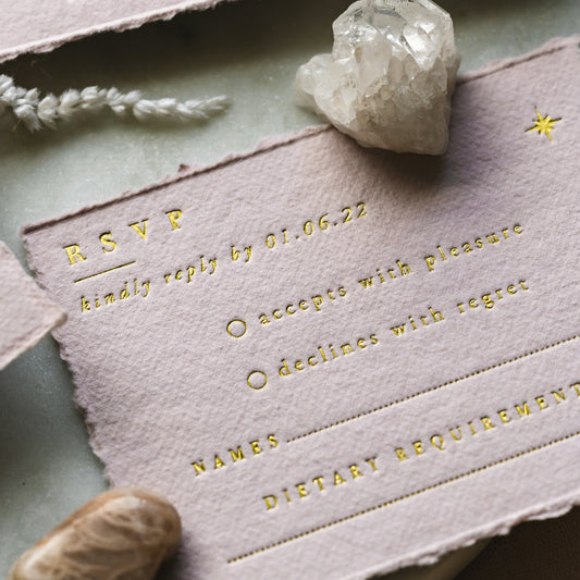 Moon & Stars Blush RSVP Card with Return Envelope