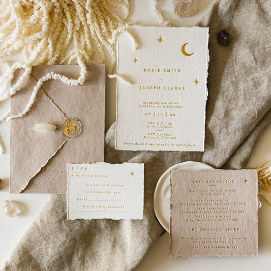 Moon & Stars Natural RSVP Card with Return Envelope