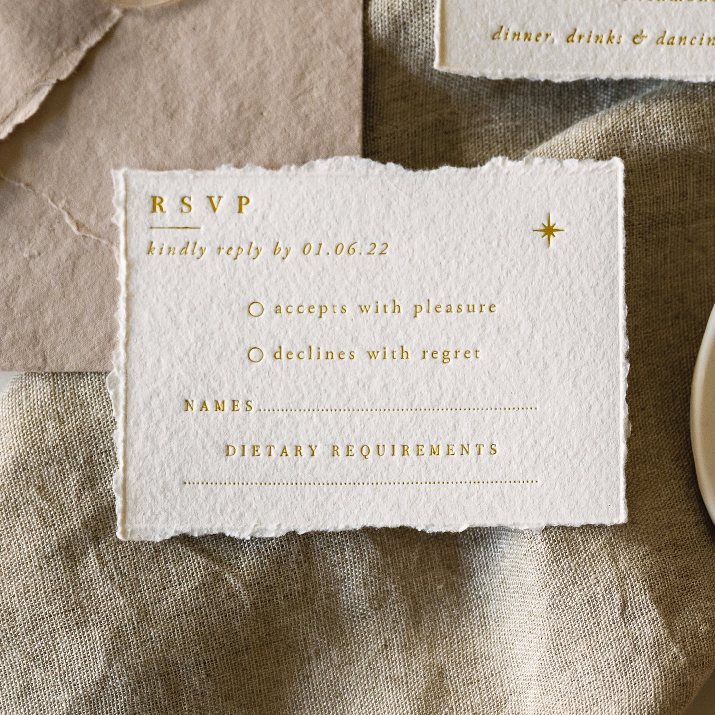 Moon & Stars Natural RSVP Card with Return Envelope