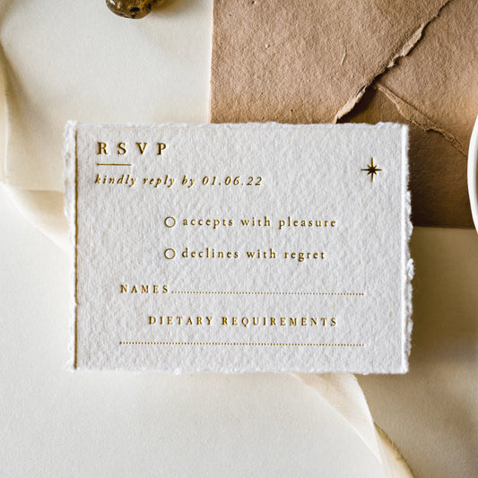 Moon & Stars Natural RSVP Card with Return Envelope