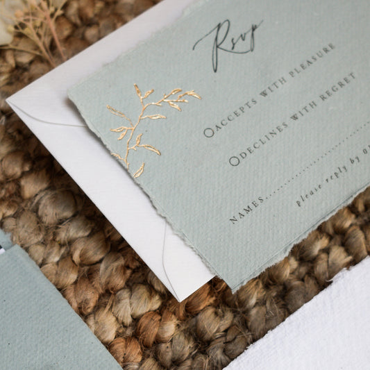 Olive RSVP Card with Return Envelope