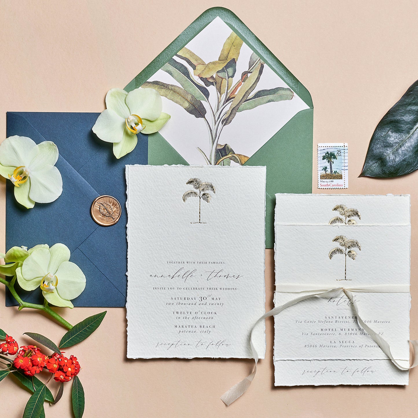 Palma Invitation with Tropical Envelope