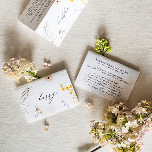 Plantable seed paper placecards