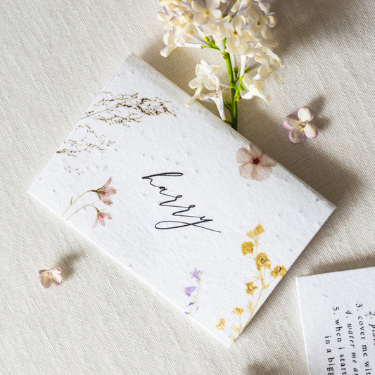 Plantable seed paper placecards